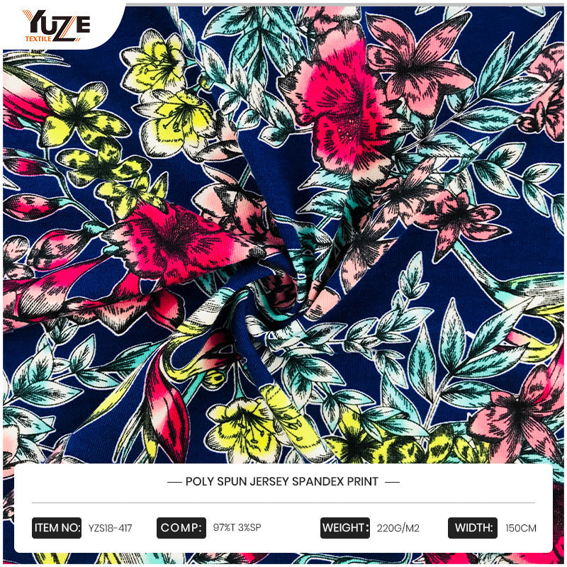 YZS18-417 Poly Spun Jersey Pandex พิมพ์