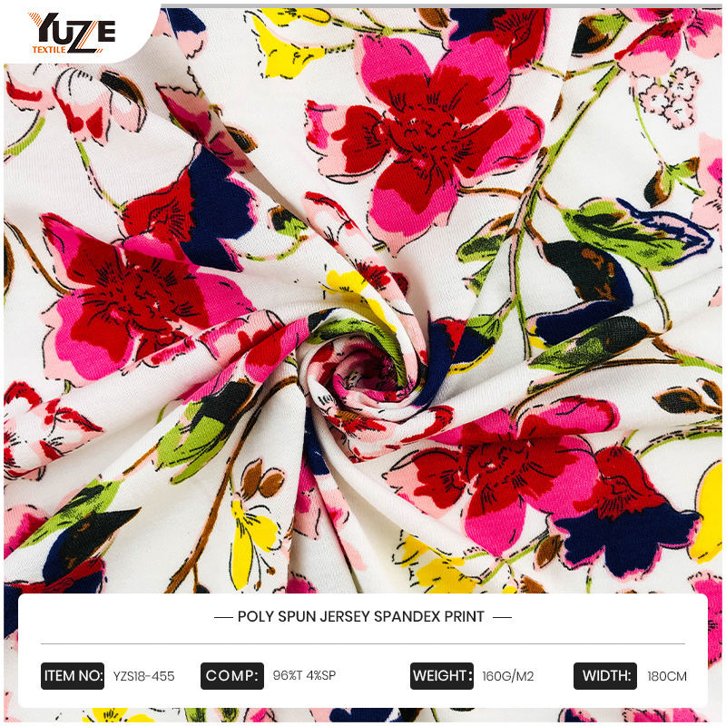 YZS18-455 Poly Spun Jersey Pandex พิมพ์
