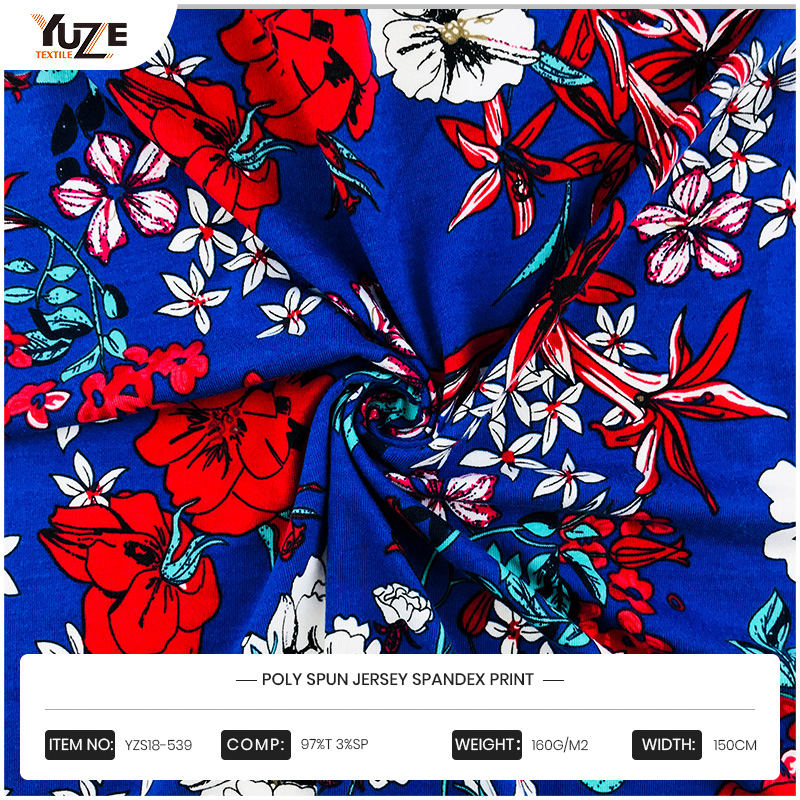 YZS18-539 Poly Spun Jersey Pandex พิมพ์