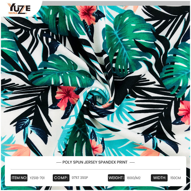 YZS18-701 Poly Spun Jersey Pandex พิมพ์